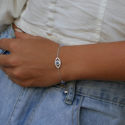 Blauwe zirkoon oog armband