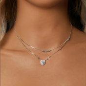 Dubbele laag hart Moissanite hanger ketting