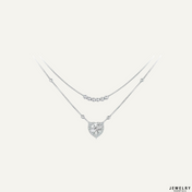 Dubbele laag hart Moissanite hanger ketting