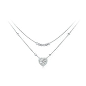 Dubbele laag hart Moissanite hanger ketting